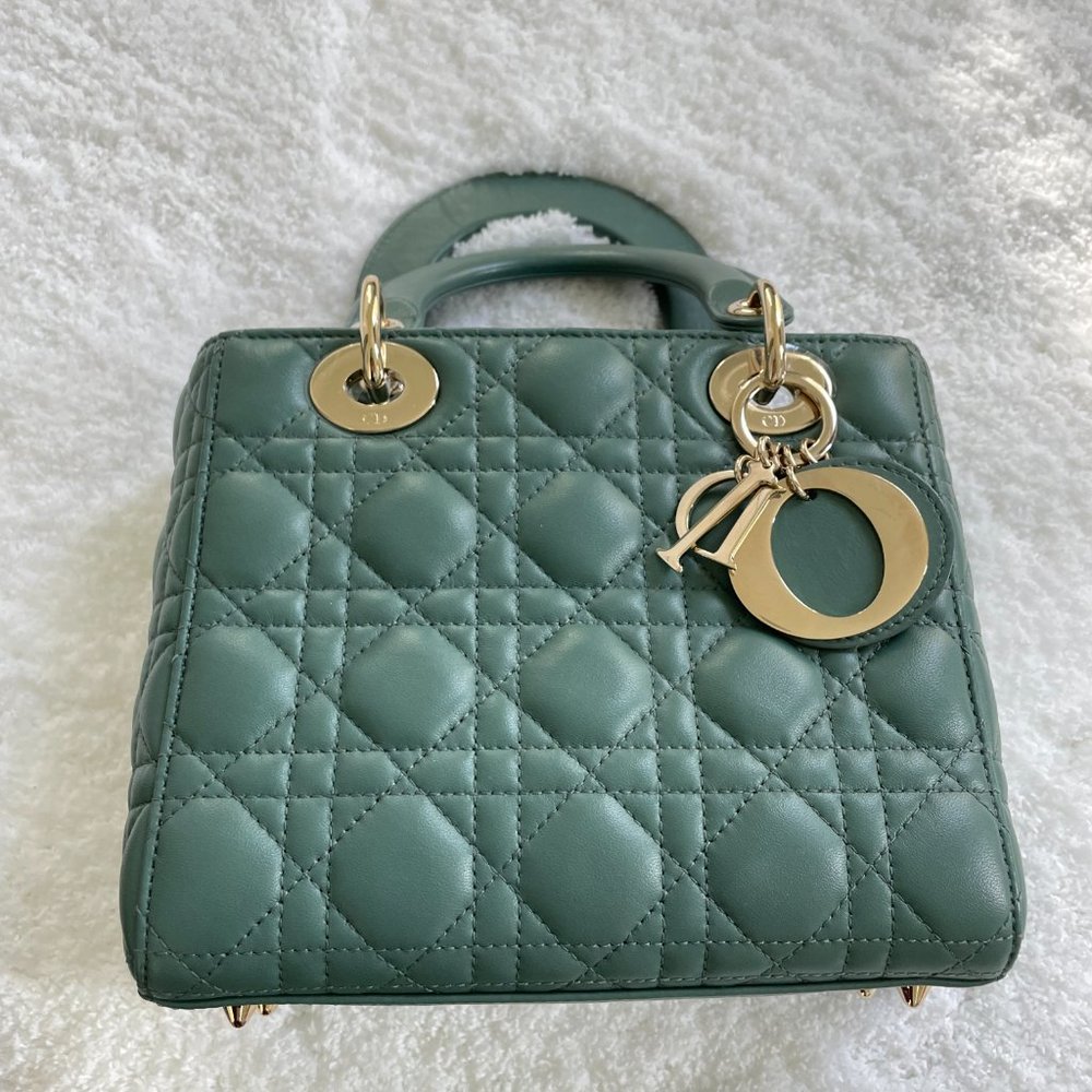 CD Lambskin Cannage My ABCDior Lady Dior Cedar Green